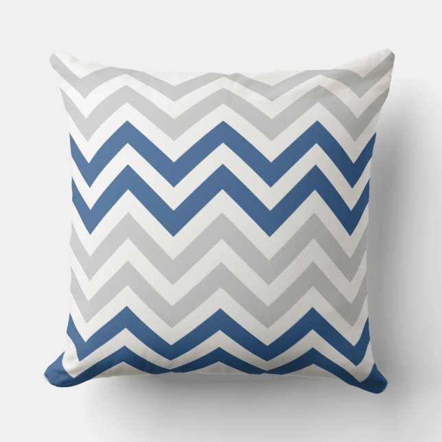 Cojín De Exterior Gris azul Chevron (Anverso)