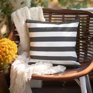 Cojín De Exterior Gris carbón y rayas blancas