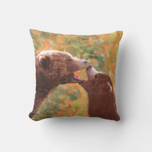 Cojín De Exterior Grizzly Bear Mom and Cub Painting - Wildlife Art