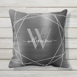 Cojín De Exterior Guión del nombre Metalizado del monograma pinchado