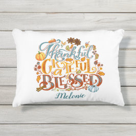 Cojín De Exterior Guión festivo Agradecimiento bendecido otoño
