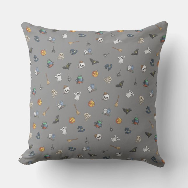 Cojín De Exterior Halloween Pattern Throw Pillow (Anverso)