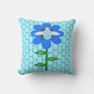 Cojín De Exterior Happy Bee Day Boy Blue Birthday Bumblebee