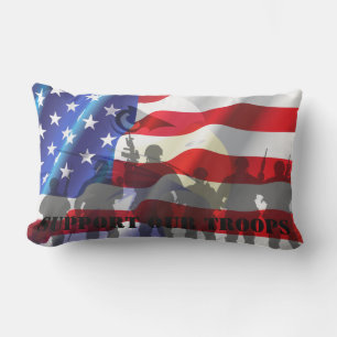 Cojín De Exterior Hermosa bandera Patriótica Apoya a nuestras tropas