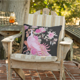 Cojín De Exterior Hermosa pluma color rosado paño pato con flores pa