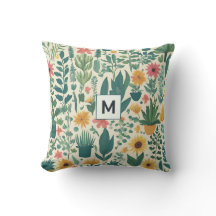 Hermosas Plantas De Jardín Florales Con Monograma