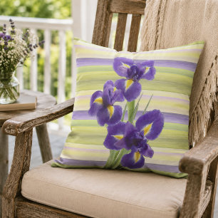 Cojín De Exterior Hermoso patrón de rayas color iris morado