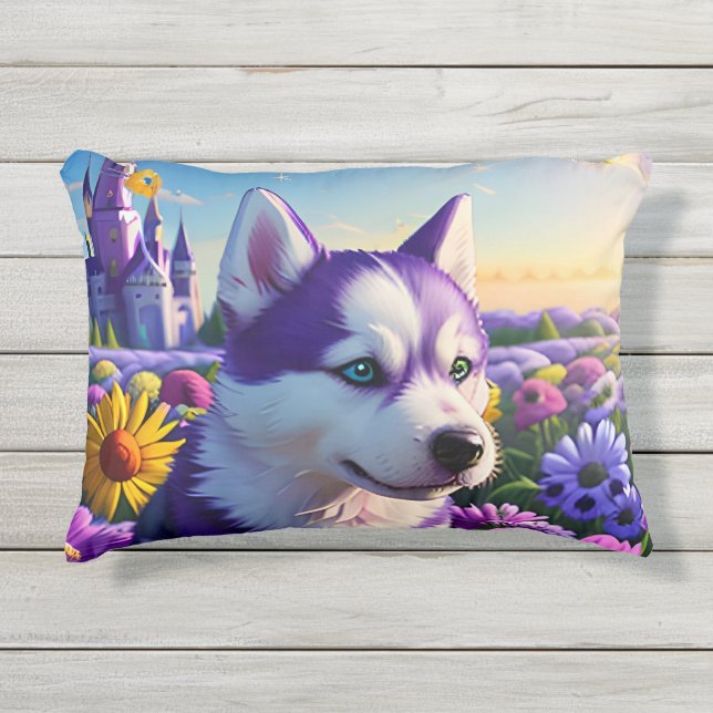 Cojín De Exterior Hermoso Perro Husky Dos (Anverso)