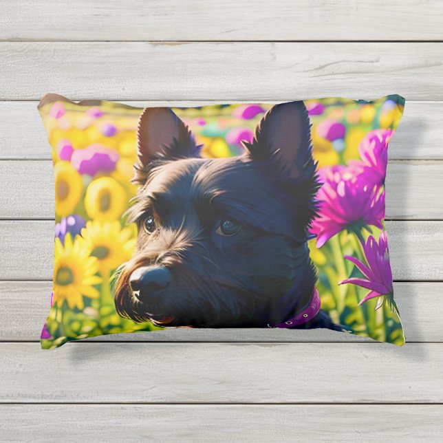 Cojín De Exterior Hermoso Perro Terrier Escocés Cuatro (Anverso)