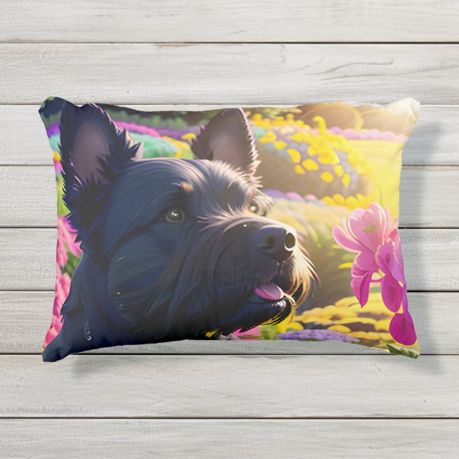 Cojín De Exterior Hermoso Perro Terrier Escocés Dos (Anverso)