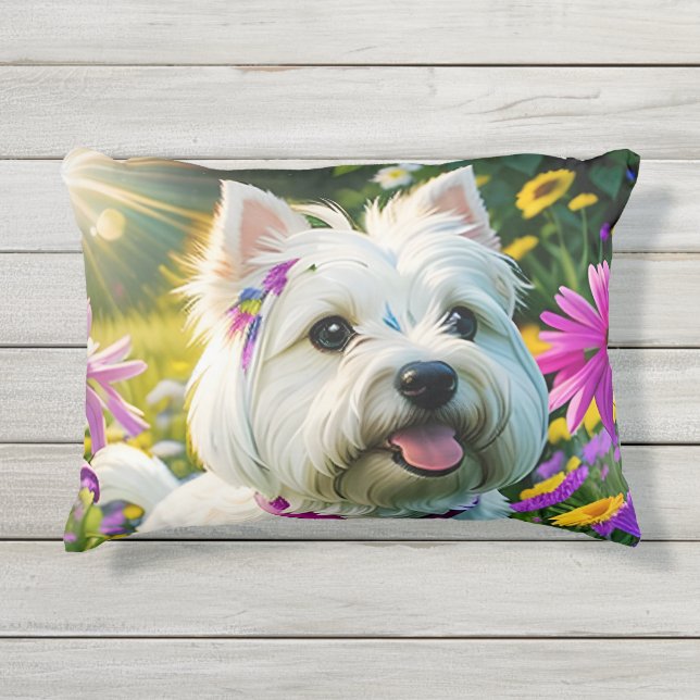 Cojín De Exterior Hermoso Perro Westie Dos (Anverso)