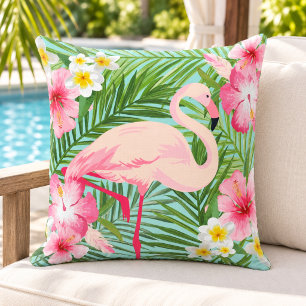 Cojín De Exterior Hibisco de Flamenco Tropical Aqua de Palma
