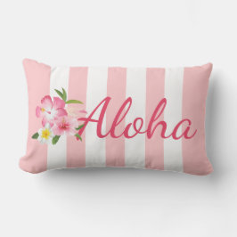 Cojín De Exterior Hibisco Tropical Aloha con Franja Rosa