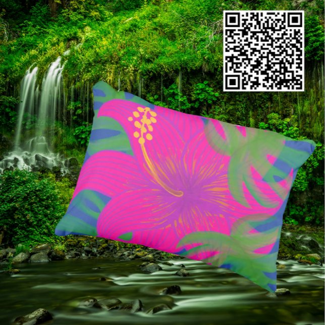 Cojín De Exterior Hibisco Tropical Filodendro Interior (Scan QR code to see moreproducts)