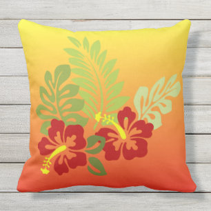 Cojín De Exterior Hibiscus & Sunset inspirado en la retirada tropica