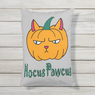 Cojín De Exterior Hocucus pawcus Halloween calabaza ginger cat magia