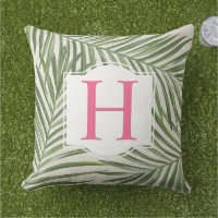 Hoja de palma verde tropical beige monograma inici