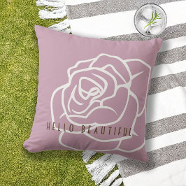 Cojín De Exterior Hola Hermoso - Flor de Rosa Rosa Moderna