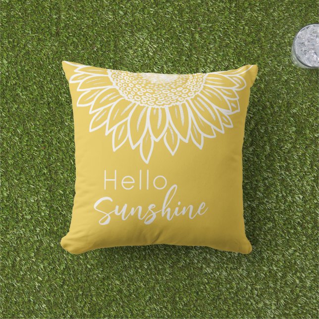 Cojín De Exterior Hola Sunshine Sunflower Outlow Pillow (Césped)