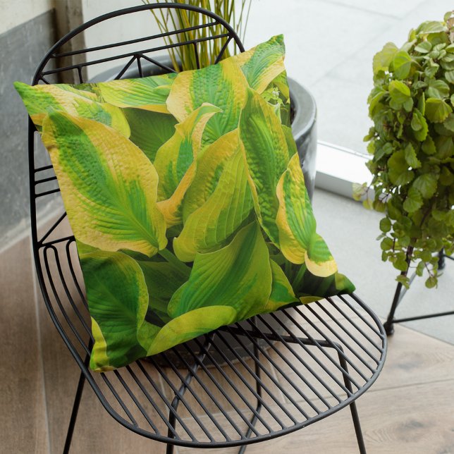 Cojín De Exterior Hosta verde y amarillo deja flores (In Situ Patio)