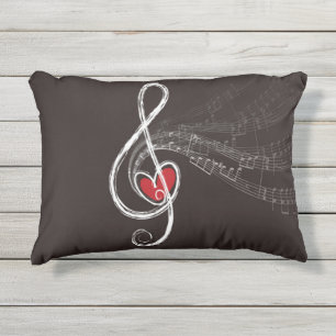 Cojín De Exterior I decoración del hogar del negro del Clef agudo d