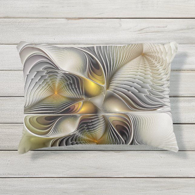 Cojín De Exterior Ilusión óptica Resumen 3D Fractal con profundidad (Anverso)