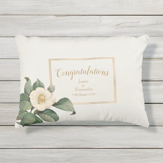 Cojín De Exterior Ilustracion floral blanco simple | Regalo Boda (Anverso)