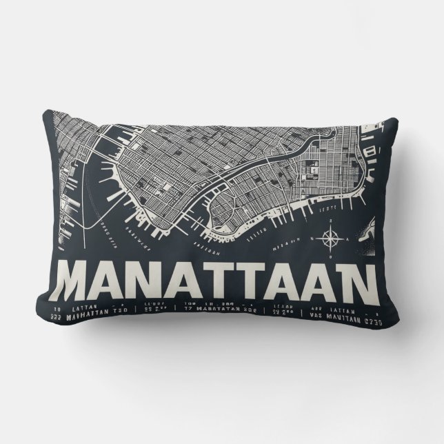 Cojín De Exterior Ilustracion Mapa de Manhattan (Anverso)