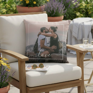 Cojín De Exterior Imagen de enamorados personalizada y texto de cita