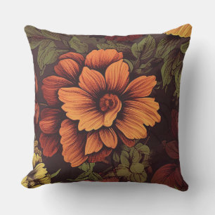 Cojín De Exterior Impresión floral vintage en color de roya