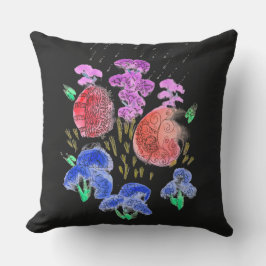 Cojín De Exterior Impresionante Bouquet floral sobre fondo negro