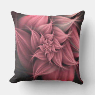 Cojín De Exterior Impresionante flor fractal rosa
