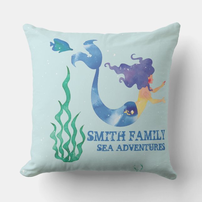 Cojín De Exterior Inicial.Náutico. Bahía de Sirenas.Apellido. (Anverso)