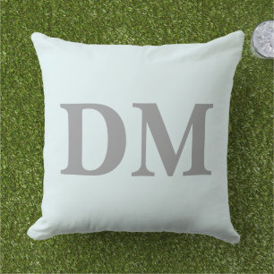 Cojín De Exterior Iniciales letras modernas azul y gris Minimal