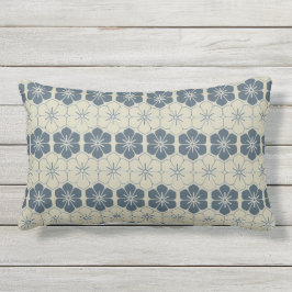 Cojín De Exterior  Japón. Flores Florales Azules.