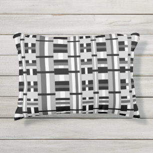 Cojín De Exterior Jugado en blanco negro y gris