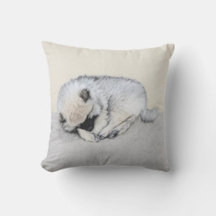 Cojín De Exterior Keeshond Sleeping Pinting Pintura Original De Perr