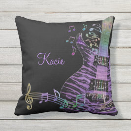 Cojín De Exterior La guitarra púrpura personalizada con música