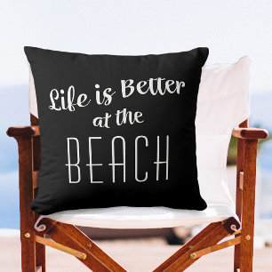Cojín De Exterior La vida en la playa es mejor Tipografía Náutica Ne