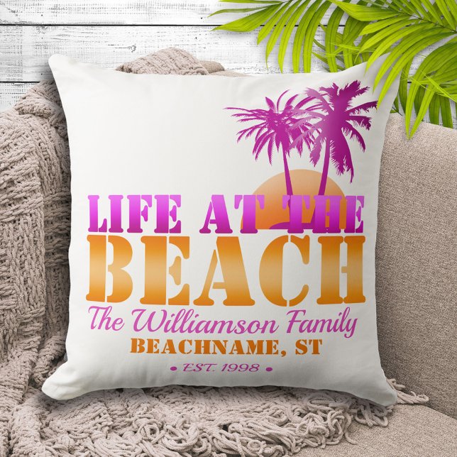 Cojín De Exterior La vida en la playa Rosa y Naranja personalizados (Subido por el creador)