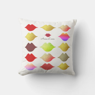 Cojín De Exterior labios coloridos / bocas de color elegantes y feme