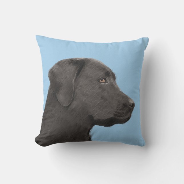 Cojín De Exterior Labrador recuperador pintura negra original de per (Anverso)