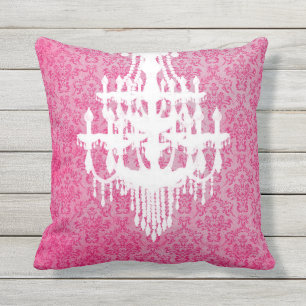 Cojín De Exterior Lámpara de silueta y damasco rosa