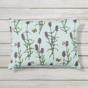 Cojín De Exterior Lavanda y mariposas en vidrio marino