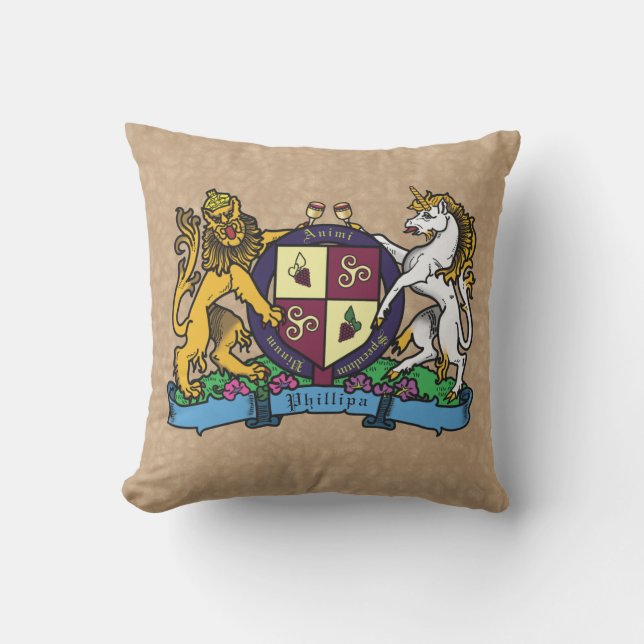 Cojín De Exterior León y Unicornio Ropa de Vino Rampant (Anverso)