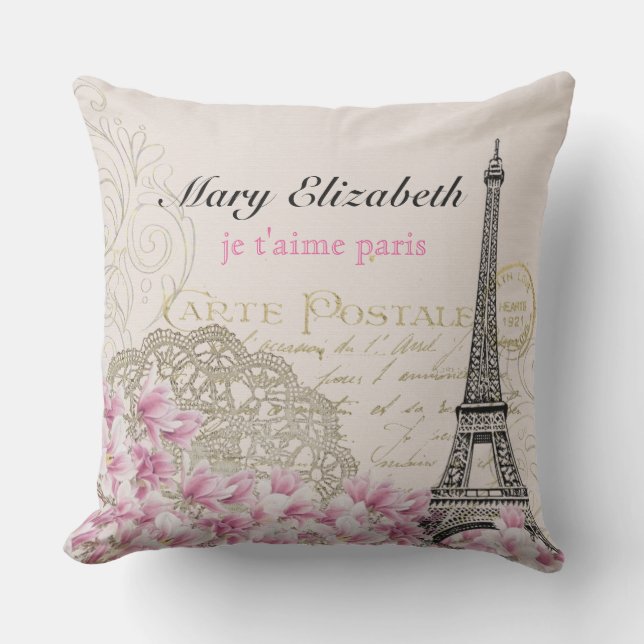 Cojín De Exterior Letra floral del cordón de la torre Eiffel de (Anverso)