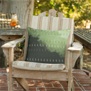 Cojín De Exterior letra inicial de su nombre en verde abstracto