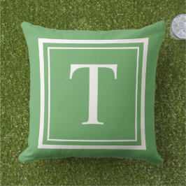Cojín De Exterior Letra inicial monograma de la plaza verde personal