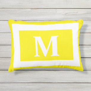 Cojín De Exterior Letra monograma lumbar amarillo limón