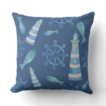 Lighthouse Beach Watercolor Pintado por la mano Al